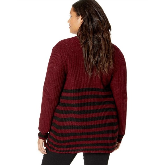 Jason Maxwell Striped Cardigan Deep Wine 1x - Picture 3 of 8